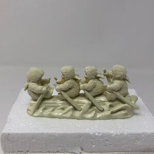 Dept 56 Snowbabies Miniatures Pull Together Rowing in Log Boat 56.76740 Pewter